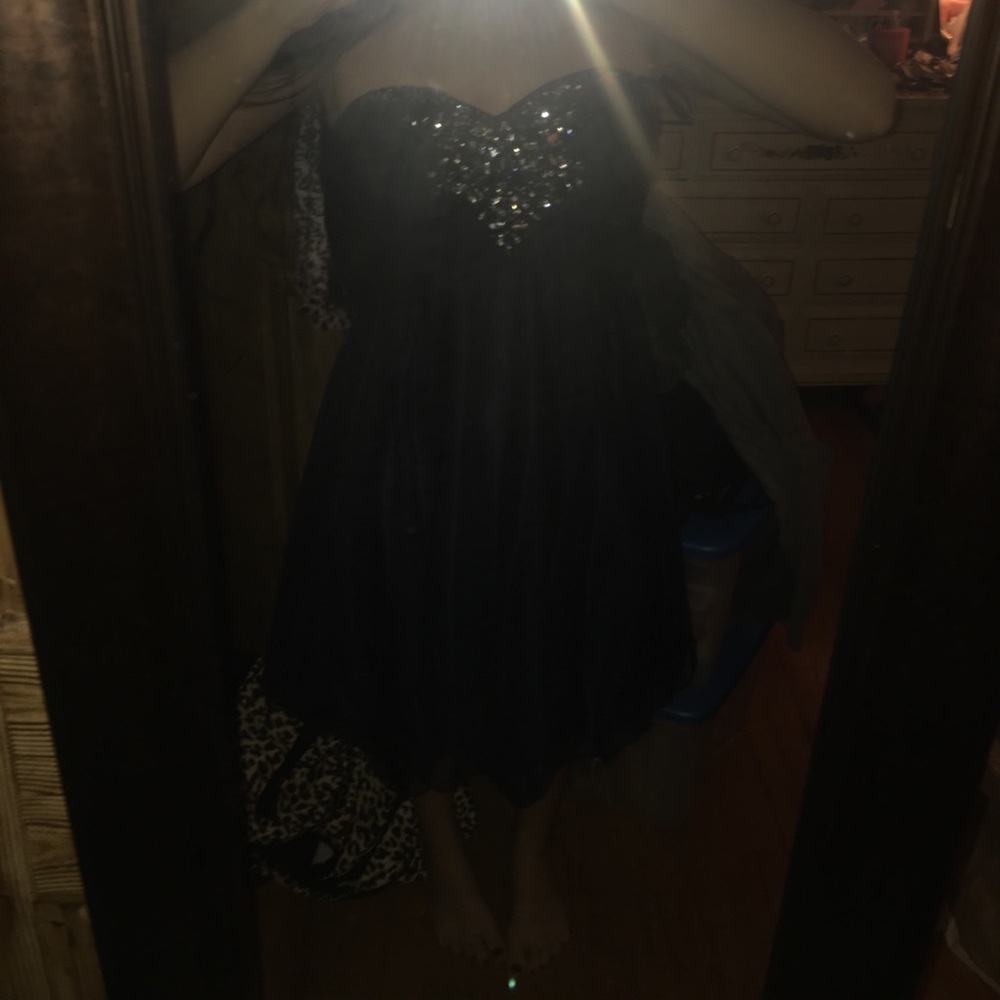 Dark Blue Knee Length Teen Prom Dress